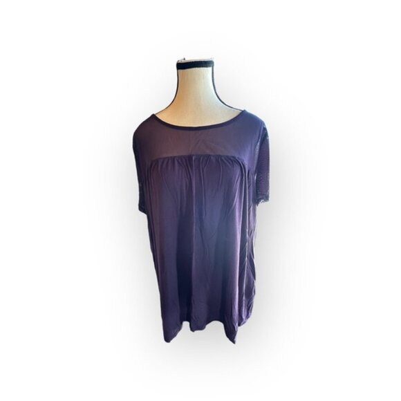 Women’s 2XL Reitmans Deep Purple Mesh Short Sleeve Top 18 20 - Picture 2 of 7